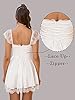 EYNMIN Women's Satin Lace Strap Mini Dress Square Neck Flowy A-Line Ruffle Swing Casual Short Dresses White M #1