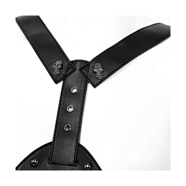 inhzoy Unisex Harness Gürtel Leder Offen BH Top Punk Gothic Brust Harness Körper Gürtel Taillengurt mit Schnallen – Bild 6