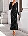 ZESICA Women's 2026 Bell Long Sleeve Floral Maxi Dress Spring Fashion Bodycon Mesh Wedding Guest Cocktail Party Dresses Black Small