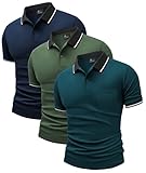 JACKETOWN Polo para Hombre Paquete de 3 Polo Manga Corta Camiseta Golf Trabajo Transpirable Camiseta Informal con Bolsillo Primavera Verano Tres Piezas T Shirt Senderismo