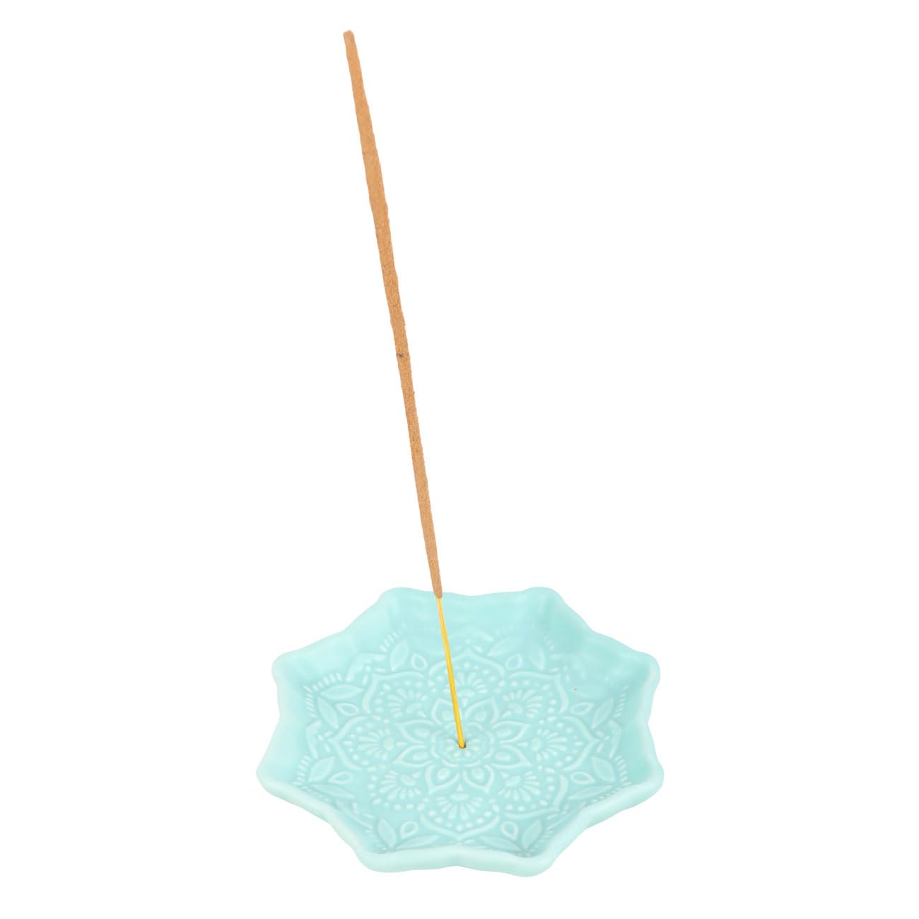 Tranquil Mandala Ceramic Incense Holder - Calming Blue Finish, Easy Incense Placement, Durable Construction - Enhance Your Space with Soothing Aroma and Serene Ambiance