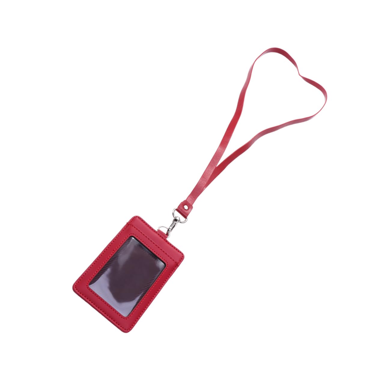 SHINEOFI Porta Badge Verticale in Pelle Da 3 Pezzi Con Clip Girevole Per Cordino Robusto Porta Badge Rosso Per Carte E