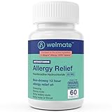 WELMATE - Fexofenadine Hydrochloride 60mg (60 Tablets) - Non Drowsy Allergy Medicine - 12 Hours - Antihistamine - Nose, Eyes, Throat - Generic Allergy Pills - Gluten Free - Over-the-Counter Medication