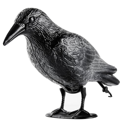 OFFO Taubenschreck Schwarz Rabe, Raben Attrappe Taubenabwehr und Vogelabwehr für Balkon, Krähe Vogelabwehr aus Polyethylen, Physikalisches Vogelschreck Balkon und Garten 1 Stück
