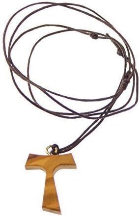 GTBITALY 10.446.90 Lac Necklace Cross Tau 3 cm Saint Francis Assisi Olive wood Peace Communion