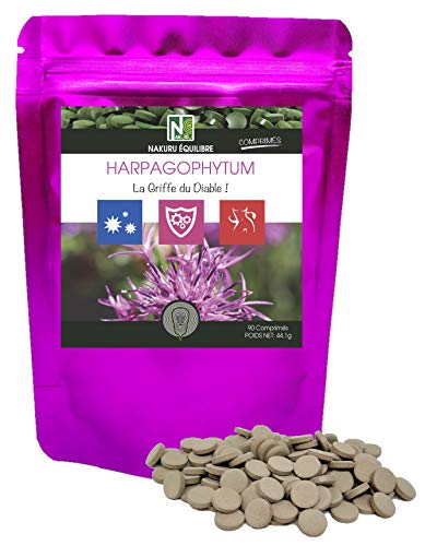 NAKURU | Harpagophytum | Gamme Équilibre | Fabriqué en France | La Griffe du Diable! (90 Comprimés de 490mg / Poids Net: 44,1g / Violet)