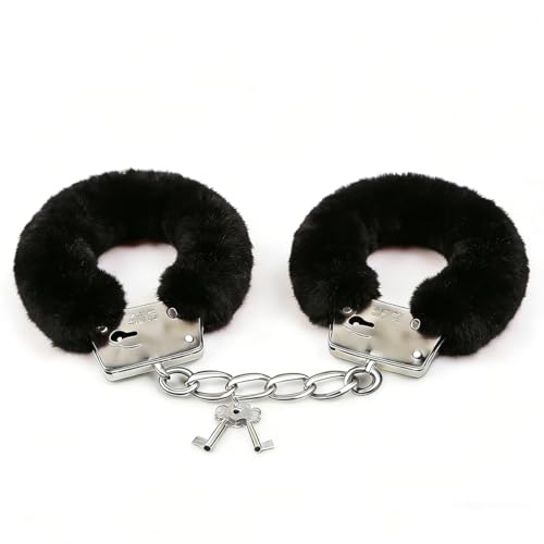 Hand Cuffs Set Couple Handcuffs Fuzzy Handcuffs Fluffy Handcuffs,adult sex toys & games,Bondage Gear & Accessories(Black)