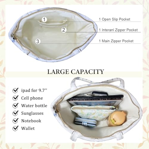 Image of Sunwel Fashion Top Zipper Floral Quilted Bag Small Tote Bag for Women