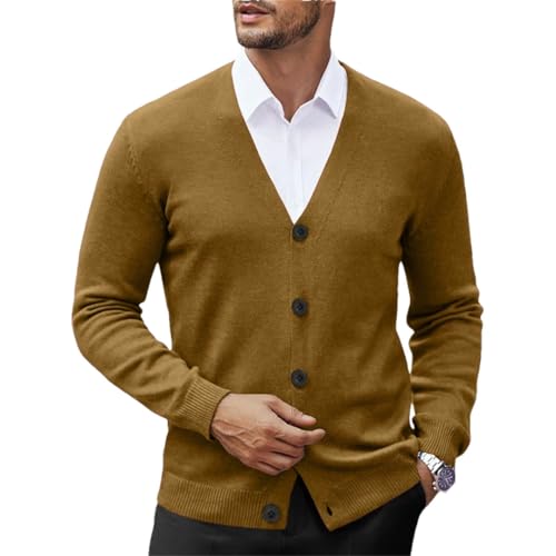 Men's V Neck Cardigan Sweatcoats Button Down Knitted Cardigan Sweater Outdoor Streetwear