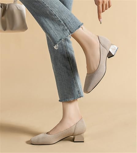 Womens Knit Ballet Flats with Arch Support Square Toe Slip On Shoes Lightweight Breathable Dressy Flats Chic Shoes with Heel3