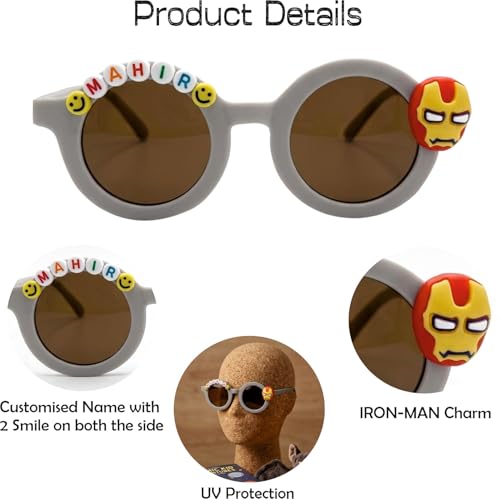 Image of PLAS ART STUDIO Customised round sunglasses Kids Sunglasses Get Kids Name on Frame For Girls & Boys. (Recommended Age 2+)