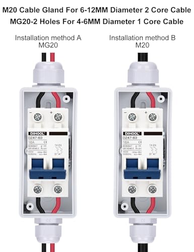 Leitungsschutzschalter 2 polig C 16a AC 230V (200-250V) schutzschalter mit IP65 Gehäuse Aufputz Verteilerkasten Verteilerdose
