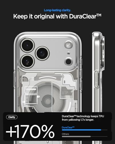 Image of Spigen Ultra Hybrid MagFit Back Cover Case for iPhone 17 Pro Max, MagSafe Compatible, Air Cushion Technology - PC+TPU | Zero One Natural Titanium