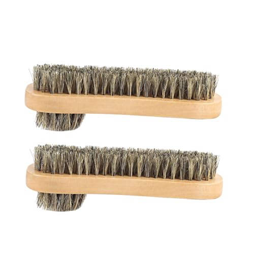 iplusmile 2 Piezas Cepillo de Limpieza para Zapatos Doble Cara Cerdas Suaves de Madera Portátil y Duradero para Cuidado y Pulido de Calzado