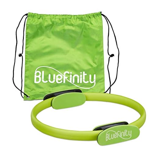 Relaxdays 4 Aros Pilates con Ejercicios, Agarraderas, Acolchado, Anillo Resistencia, Yoga, Fibra Vidrio, Ø 37cm, Verde