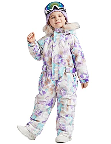 Image of Kids Girls Boys Waterproof Colorful One Piece Snowsuits Coveralls Ski Suits Jackets Winter Jumpsuits
