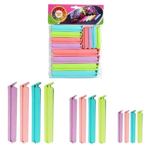 12 Peças pinças para alimentos, pinças para alimentos selados, clipes de fecho de sacos, clipes de fecho de alimentos, clipe de vedação de sacos, 3 tamanhos, 4 cores, para selar aperitivos