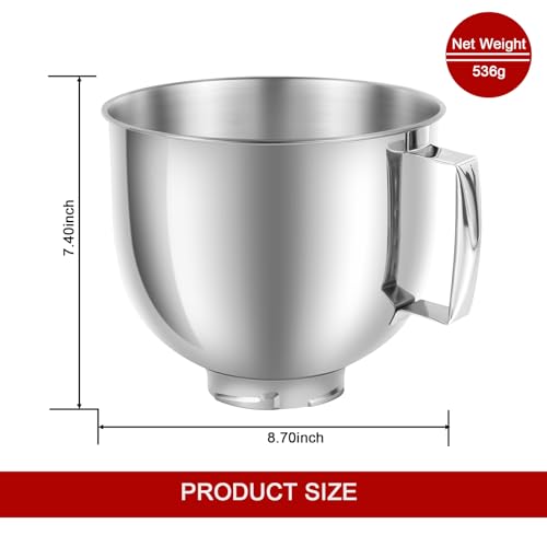 Tazón mezclador de acero inoxidable 5QT para KitchenAid miniatura 3