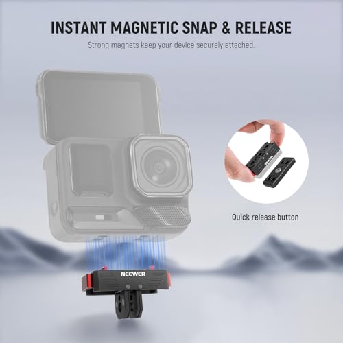 Image of NEEWR Quick Release Mount Compatible with Insta360 X5 X4 X3 AcePro AcePro2, Magnetic Snap On Adapter with 1 /4 inch Screw & Thread Hole, 2 Prong Mount for Action Camera Accessories, GP-88
