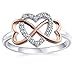 Produktbild Romantisches zweifarbiges Pavé CZ Akzent Zirkonia Crossover verflochtene Infinity & Heart Promise Ring für Frauen Roségold plattiert .925 Sterling Silber