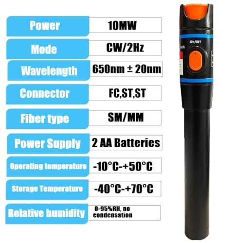 Image of VTechCom 10mW Pen Fibre Visual Fault Locator Fiber Optic Cable Tester Meter Telecom FTTH