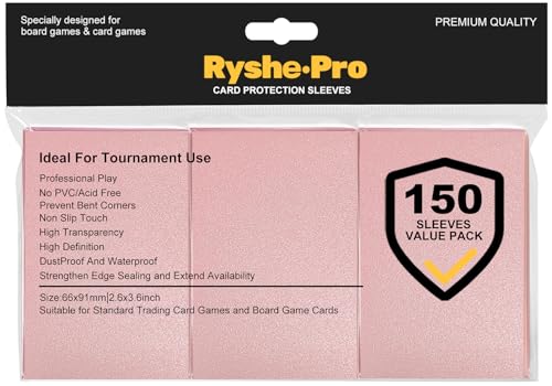 RyshePro 150Pcs Premium Pink Card Sleeves for MTG PTCG (66x91mm)