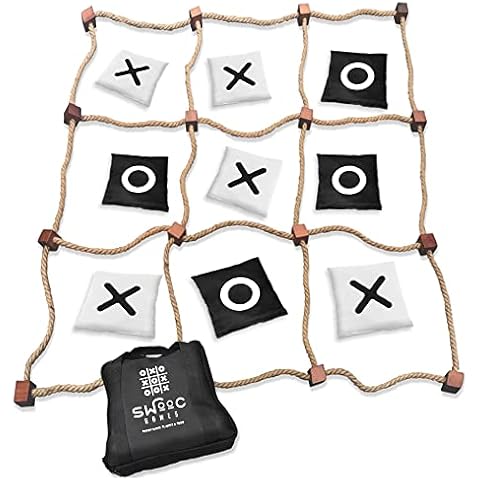 SWOOC Games - Giant Tic Tac Toe Outdoor Game | 3ft x 3ft | Instant Setup, No Assembly | Bean Bag Toss Outdoor Games for Kids 8-12 | Giant Yard Games for Adults | Giant Lawn Games | Backyard Games Cover