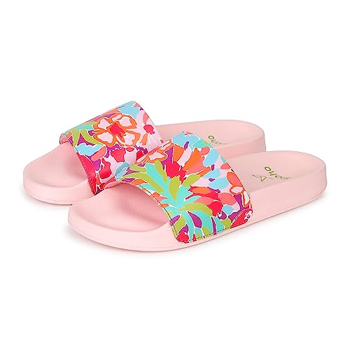 Image of YOHO Tropica Printed Comfortable Women Slides | Stylish Rainy Footwear & Waterproof Monsoon Sandals | Soft Inner Lining On Strap