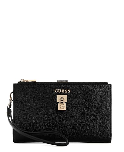 GUESS Yesba Carteira organizadora com zíper duplo, preta