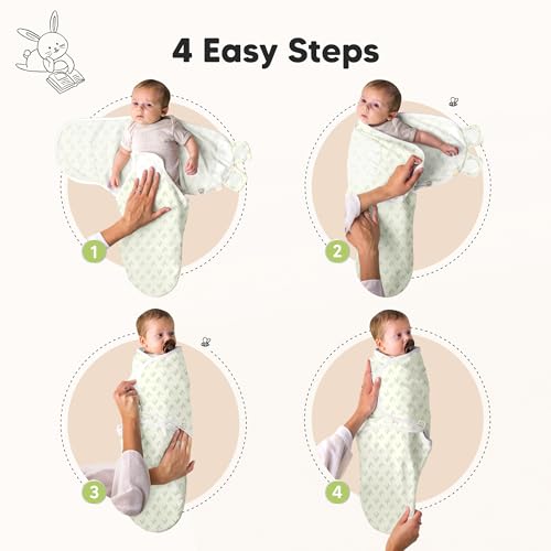 Image of 3pk Organic Swaddles for Newborns Girls, Boys & Hats (Leafy, 0-3M) | Soft Cotton Baby Sleep Sacks 0-3 Months, Breathable Baby Hats and Swaddles 0-3 Months, Newborn Essentials Must Haves