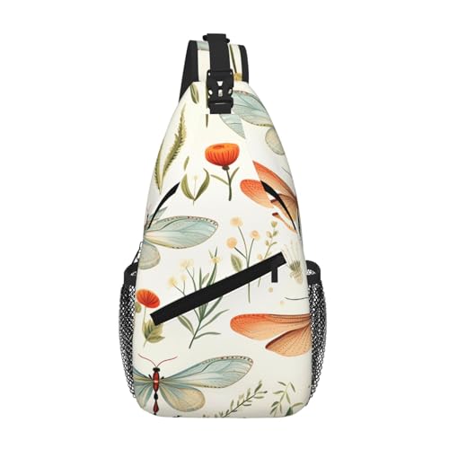 Bolso bandolera unisex con diseño de pájaro y libélula