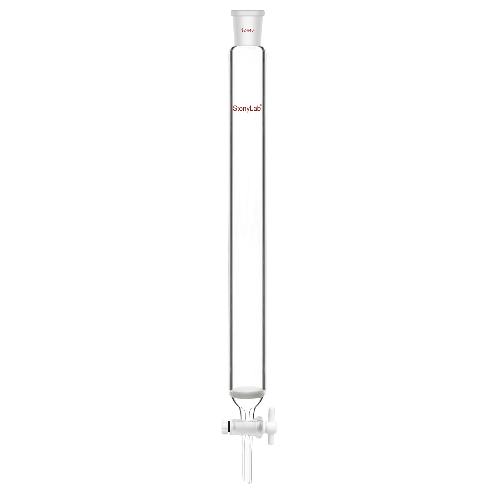 stonylab Columna de Cromatografía, Diámetro Interno de 38 mm, Longitud Efectiva de 305 mm, Disco Sinterizado G2, Junta Esmerilada 24/40, Vidrio de Borosilicato para Uso en Laboratorio