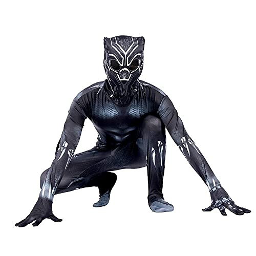 Fantasia Pantera Negra Cosplay Infantil Bodysuit Elastano TS Rock Heroes (Asian XL (130-140 cm))