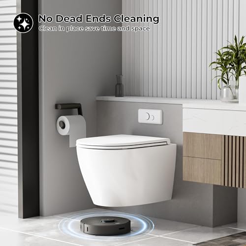 Inodoro cerámico de pared con tapa PP - diseño moderno, ahorra espacio, compacto, tapa con cierre suave, baño miniatura 3