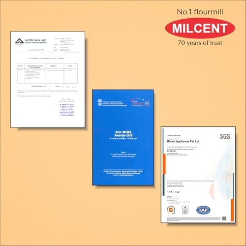 Image of Milcent Stylo Automatic Flour Mill | 1 HP ISI Motor | Stainless Steel Container | Child Safety Lock | 5 Year Motor Warranty | Domestic Atta Chakki for Home Use (Golden Leaves)