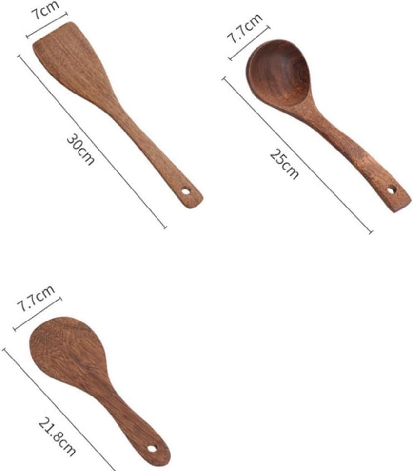 Cabilock Natural Wood Cooking Utensils Set En Spoons Soup Spoon Long Handle Spoon Serving Scoop Wood Shovel Kitchen Tableware for Home Restaurant