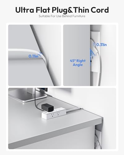 NTONPOWER Power Strip Protector contra Sobretensión 1080J, Extensión de 10 pies con 6 Tomas Amplias y 3 Puertos USB (1 USB C) miniatura 4