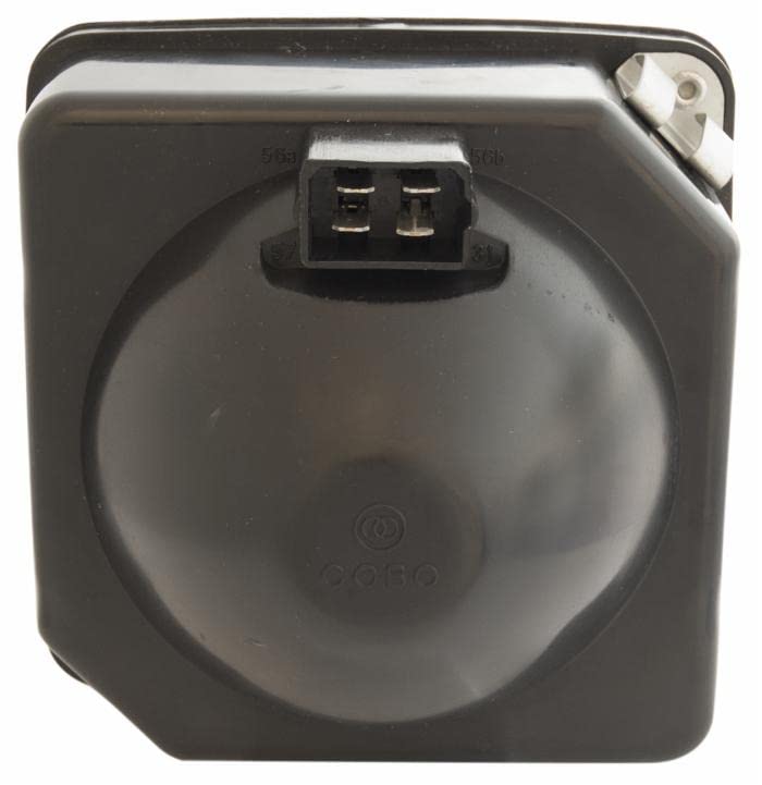 Fanale quadrato 140x140 mm per trattori, simmetrico per lato destro e sinistro, con luce di posizione, abbagliante e anabbagliante, fissaggio con molla.