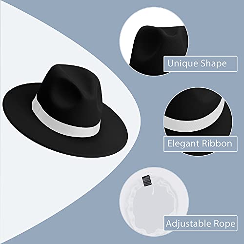 Image of Womens & Mens Fedora Hats, Wide Brim Fedora Hats for Women Men