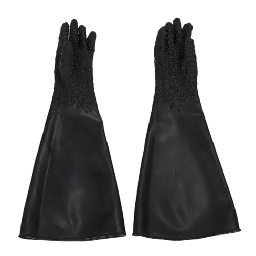 Eujgoov Sandstrahlhandschuhe Latex Schwarz 65cm