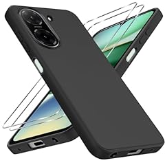 LYJERRY Cover + 2Pcs Vetro Compatibilità con Redmi A5 4G Cover Nero Custodia piu Vetro temperato protezione Pellicola protettiva Vetrino