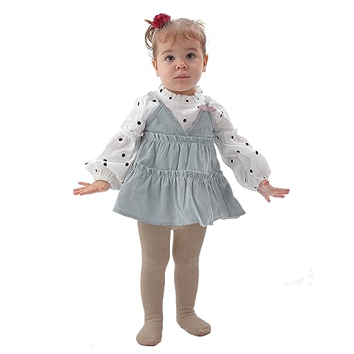 Image of EPEIUS Baby Girl Tights Cable Knit Cotton Seamless Footed Leggings 0-6Y