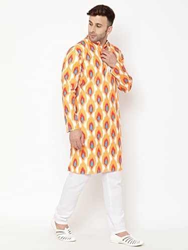 Image of hangup men's kurta pyjama set, Color Orange, Size 38 (K122KurtaSet)