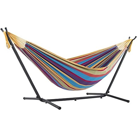 Vivere Double Cotton Hammock with Stand Cover