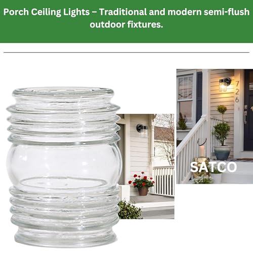 Satco 50-114 Clear Porch Glass Shade, 3-3/4" Diameter, 4-1/2" Height, 3-1/4" Fitter, Clear Glass, Replacement Globe for Outdoor Porch Lights, Wall Sconces, Pendant Fixtures, and Post Lanterns (2 Pack) by Satco - Used condition - Image 7