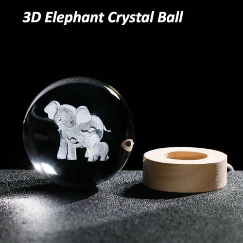 Boule de cristal éléphant veilleuse 3D anti-reflet bois