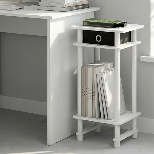 Image of Furinno Turn-N-Tube 3-Tier Toolless Side Table, End Table, White