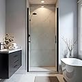 Botwinkle Pivot Shower Door 34-35.2" W x 72" H, Frameless Pivot Shower Door, 1/4"(6mm) SGCC Tempered Glass Shower Door, Matte Black Finish, 304 Stainless Steel Hardware