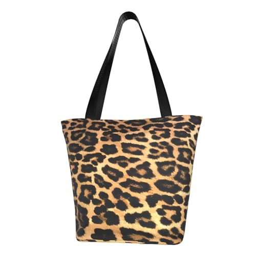 DRGFCXE Diseño clásico con estampado de leopardo, bolso acolchado ligero de gran capacidad, adecuado para compras, fitness, moda y fácil de combinar con la vida, Black, Talla única