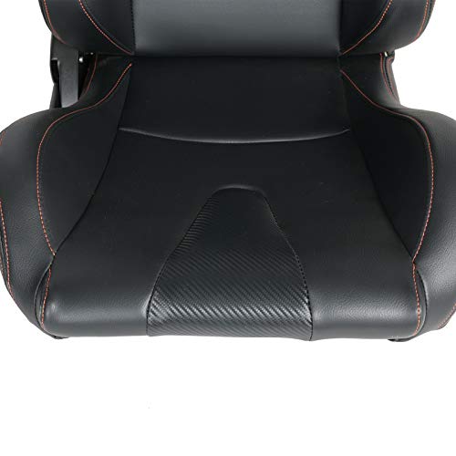 Jiabeir Universal Bucket Racing Seats Orange Stitch Black Pvc Leather Reclinable Carbon Look Leather Back With Adjustor Slider(Not Including Seat Bracket) #TOP5
